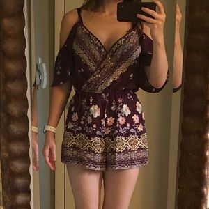 Xhilaration Romper - Boho/Maroon/Chic